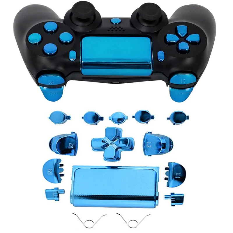 Запасные кнопки Dpad ABXY с синей хромовой обшивкой запасные комплект для PS4 Playstation 4