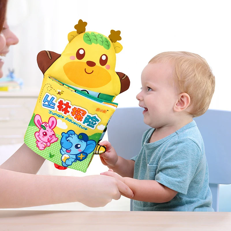 

Hot Sale Hand Puppet Tail 3D Cloth Book Early Education Cartoon Animal Cloth Book Toy for Early Development of Baby