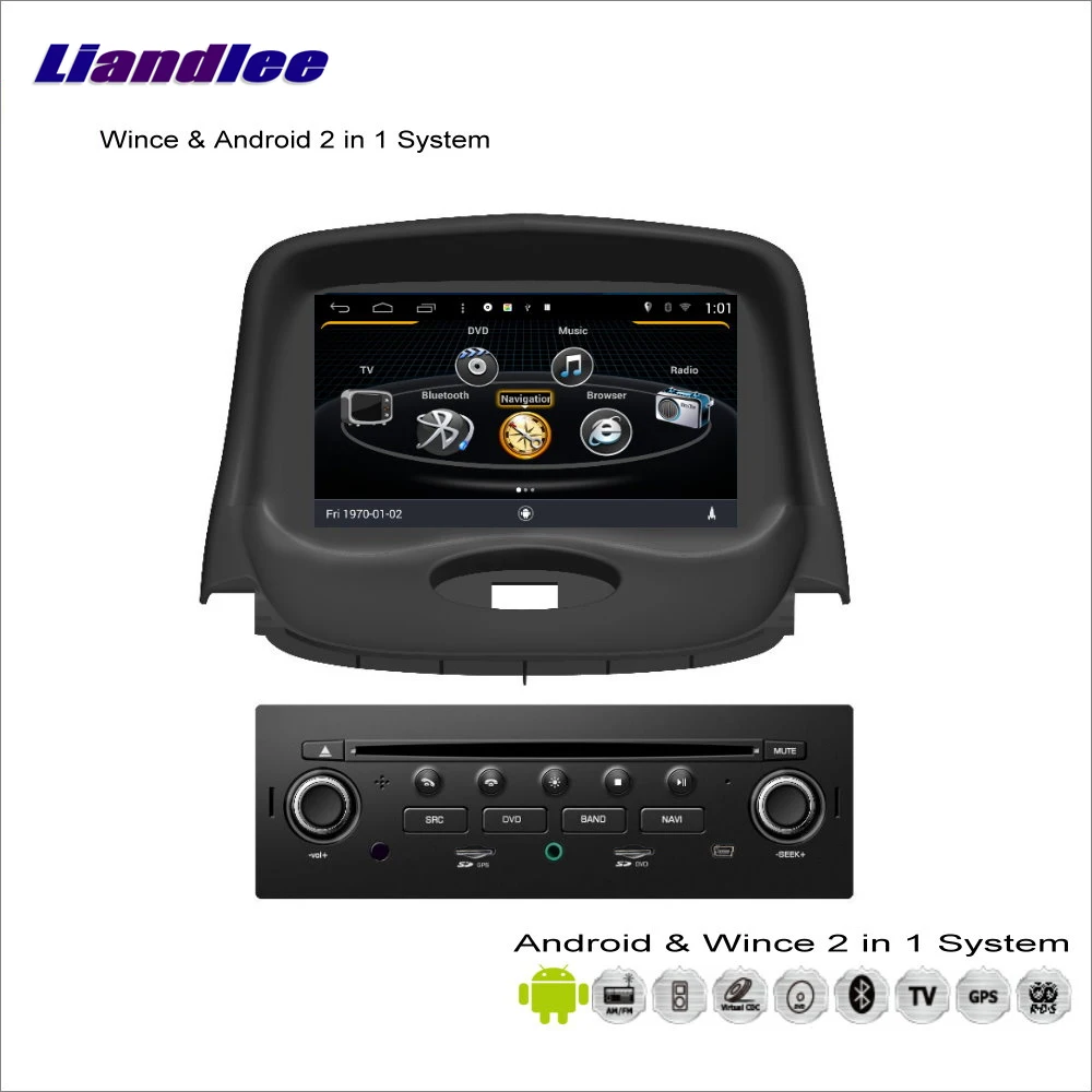 Автомобильная Мультимедийная стереосистема Liandlee Android для Peugeot 206 2004 ~ 2009 радио CD DVD