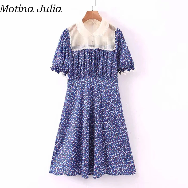 Женское кружевное платье с цветочным принтом Motina белое Повседневное на