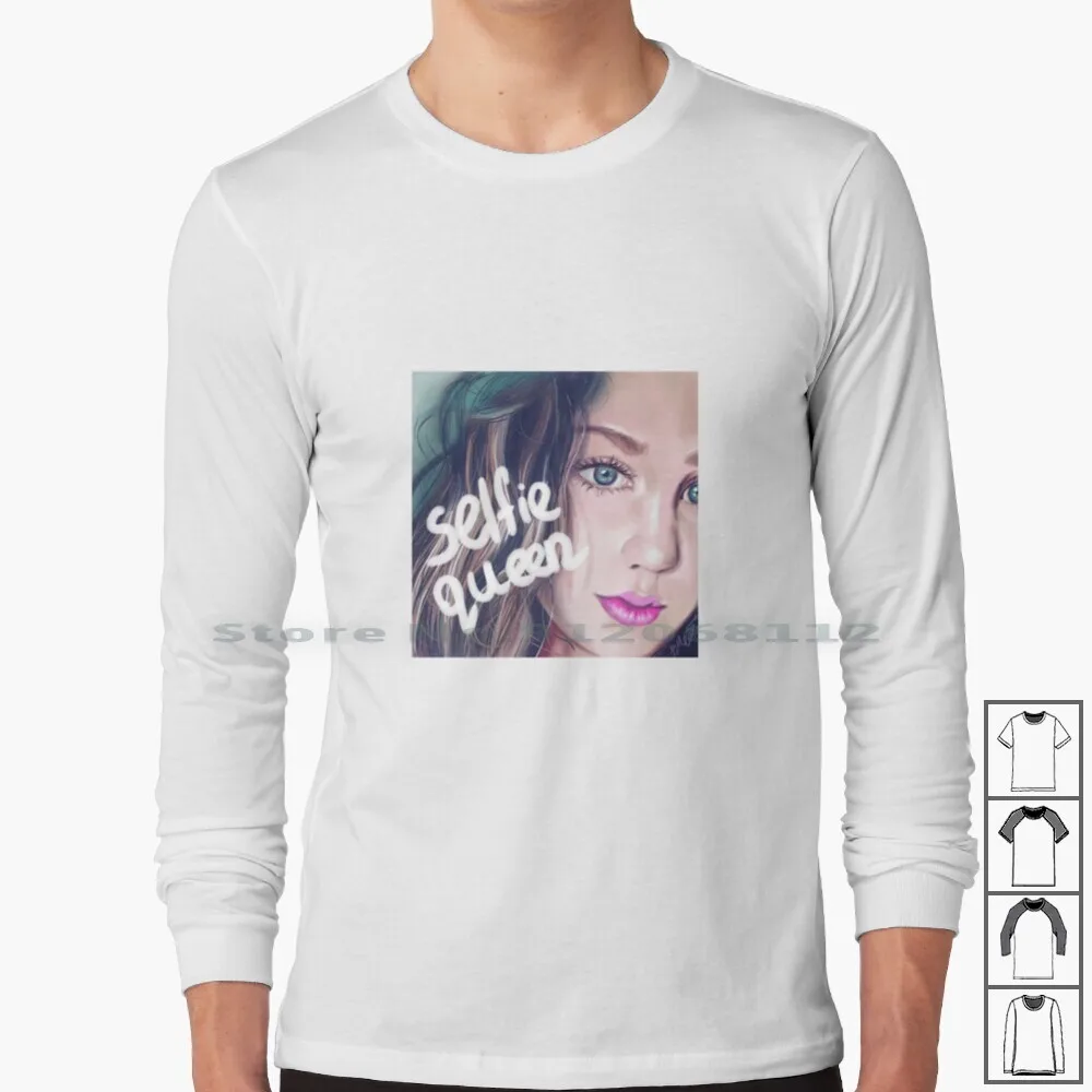 

Selfie Queen Long Sleeve T Shirt Selfie Selfie Queen Pretty Girl Girls Green Eyes Green Art Beautiful Portrait Colourful