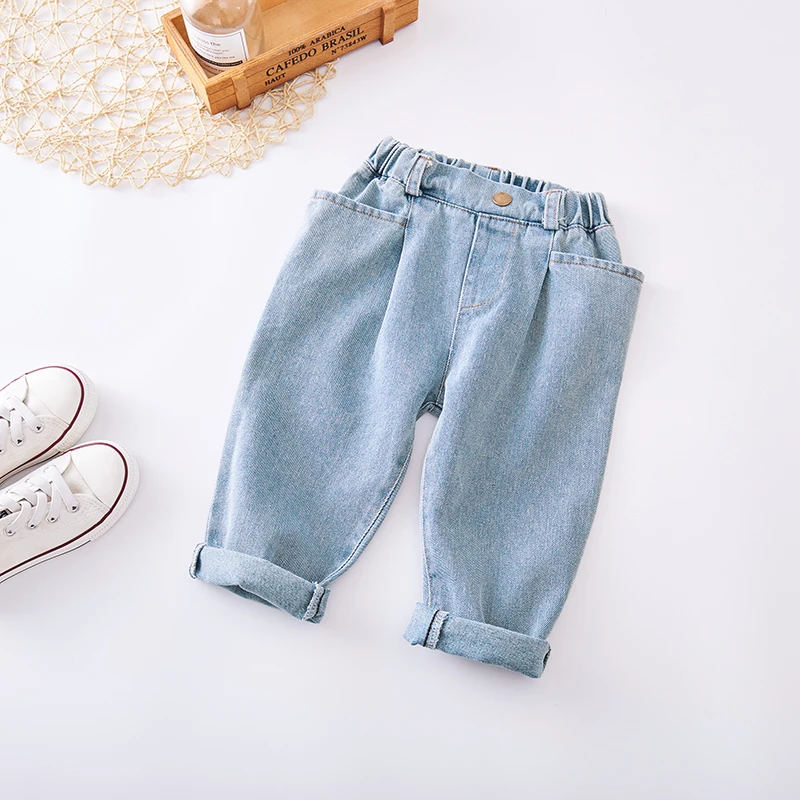 Джинсы для маленьких девочек синие демисезонные детские брюки одежда детей
