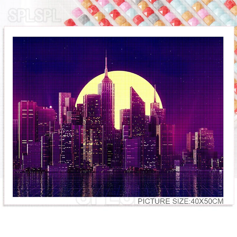 

Diamond Painting Building Beautiful Scenery Bustling City Night View House Building Distant View Close View Home Decor Pictures