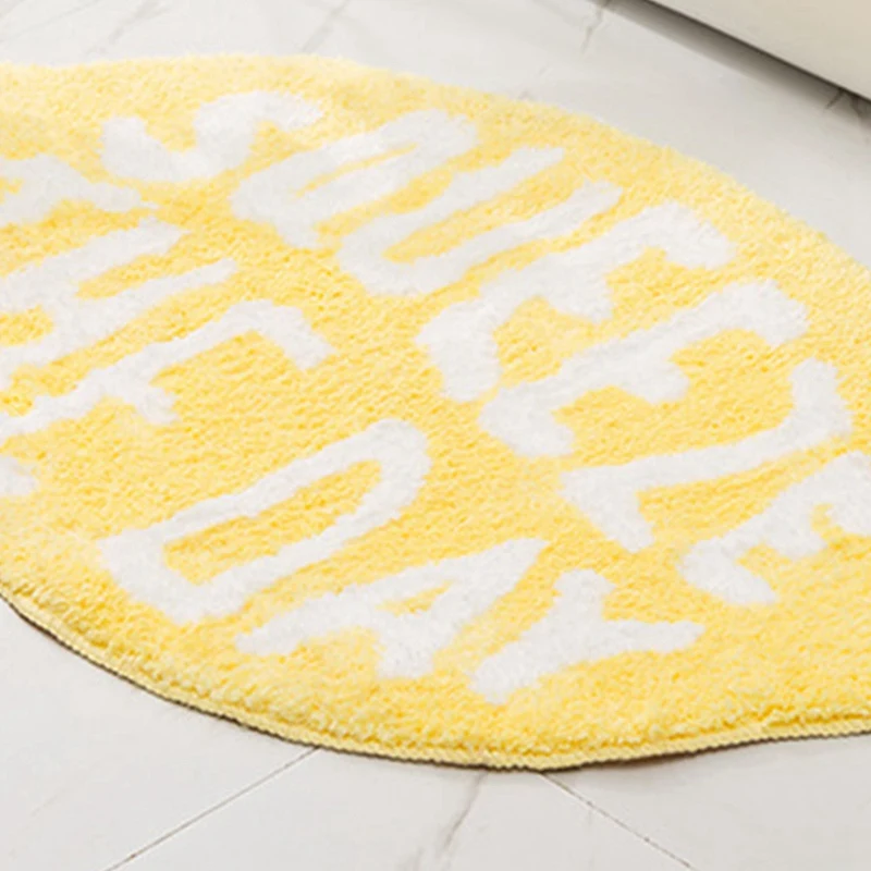 

Flocking Fruit Peach Shape Rug Home Entrance Mat Bedroom Bathroom Door Non-Slip Carpet Absorbent Foot Mat - Lemon