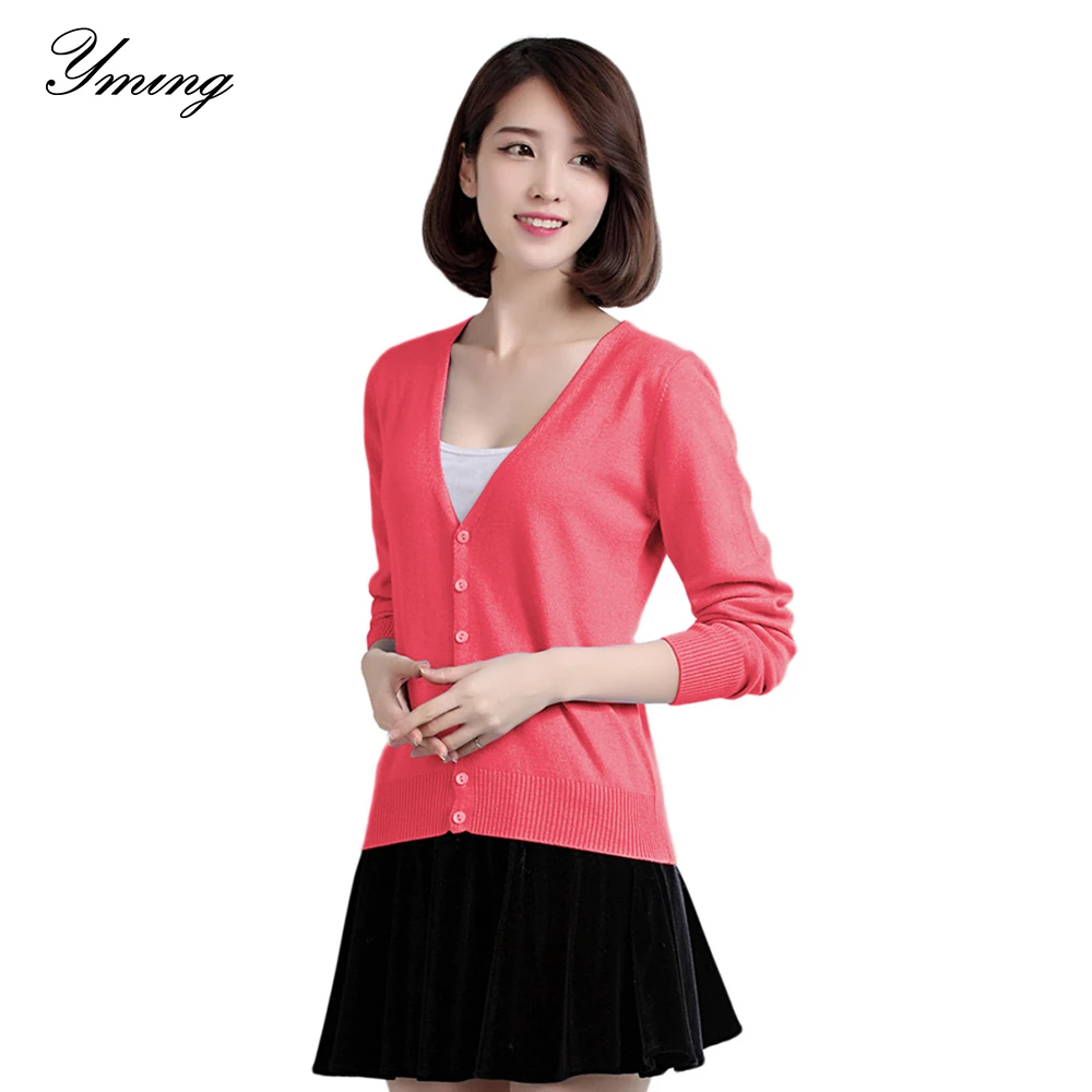

YMING Korean Style Cardigan Women Long Sleeve Button Sweater V Neck Knitted Oversized Jacket Winter Coat Tops Fashion Cardigan
