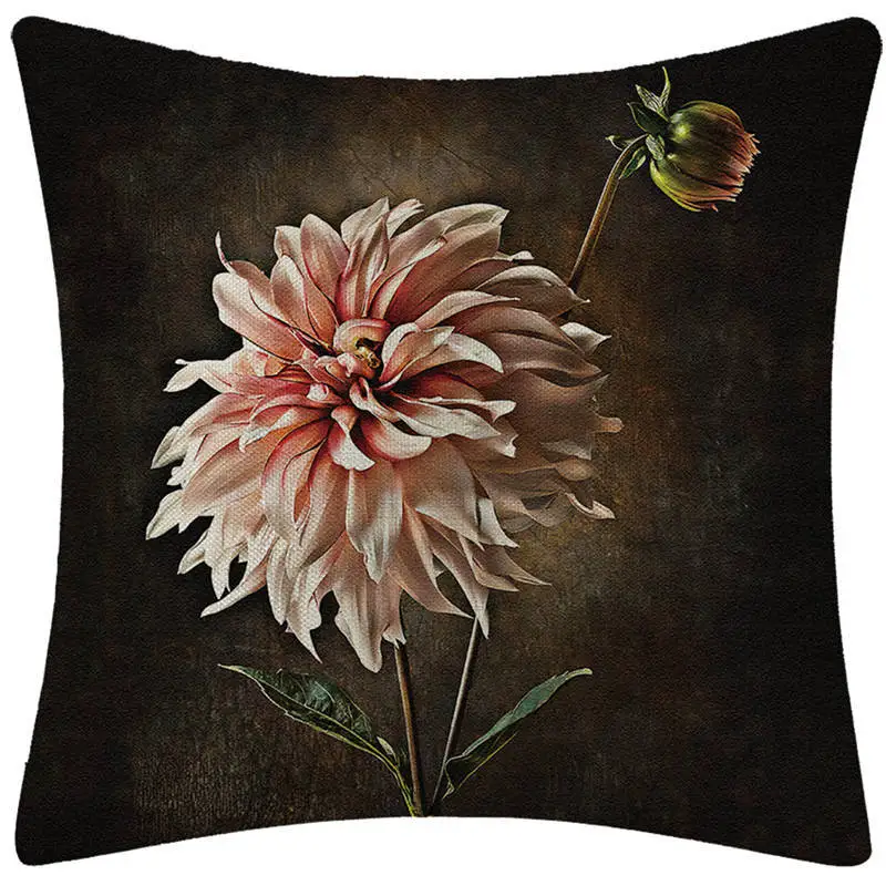 Цветок Fauxlinen подушка в стиле ретро чехол Маргаритка Подсолнух Винтаж Цветочная