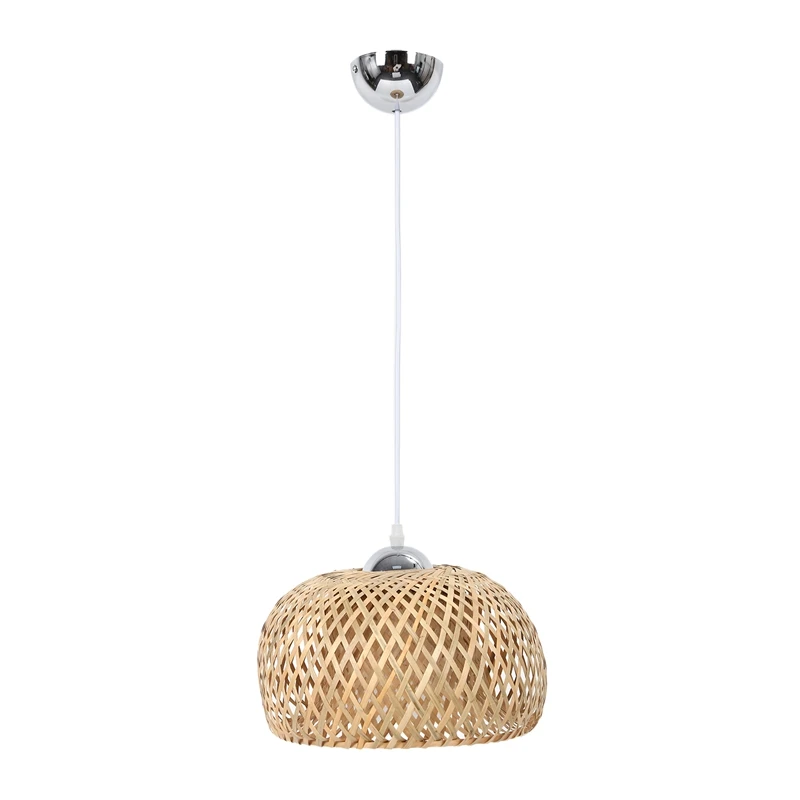Vintage Woven Pendant Lamp Natural Bamboo Rattan Chandelier Handmade Garden Hanging Lampshade E27 Adjustable Height | Освещение