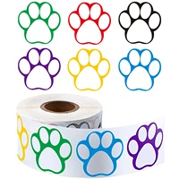 100 500pc 1inch colorful paw print sticker dog cat paw labels for laptop reward sticker stationery for student cute wall sticker