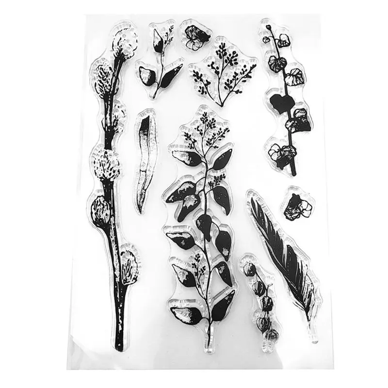 Виниловые листья силиконовый прозрачный Печатный штамп DIY Скрапбукинг рельефная