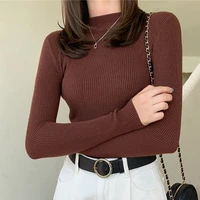 2021 winter clothes women sweater casual mock neck jumpers korean style woman knitted sweaters slim warm pullovers pull femme