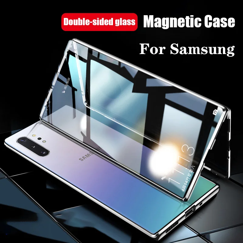 

360 Magnetic Metal Case For Samsung Galaxy S20 S10 S9 S8 Plus S10E Double-Side Glass For Note 10 8 9 Plus A51 A71 A50 A70 Cover