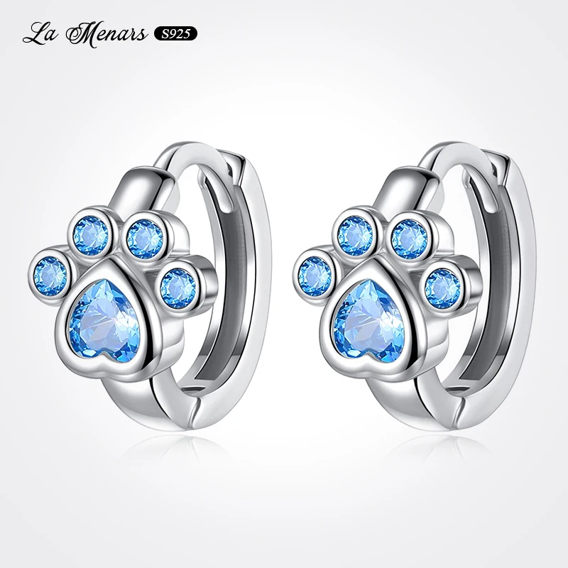 

La Menars 2021 Original Blue Dog Claw Ring Earrings Women Fine Jewelry Ornament Hoilday Best Gift Genuine Silver Plating