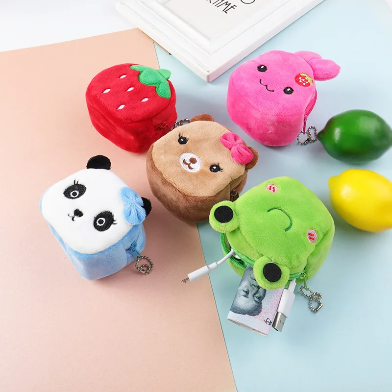 

Plush Wallet Cartoon Zipper Coin Purse Cute Animal USB Wired Headset Mini Key Bag Women Children Student Girl Gifts Pendant Toys