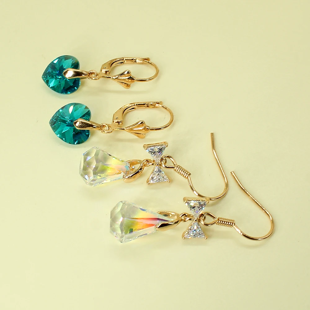 

Beauty Elegant Pop Heart Water Drop Shaped Colorful Crystal Zircon Earrings For Women Fashion Wedding Christmas Birthday Jewelry