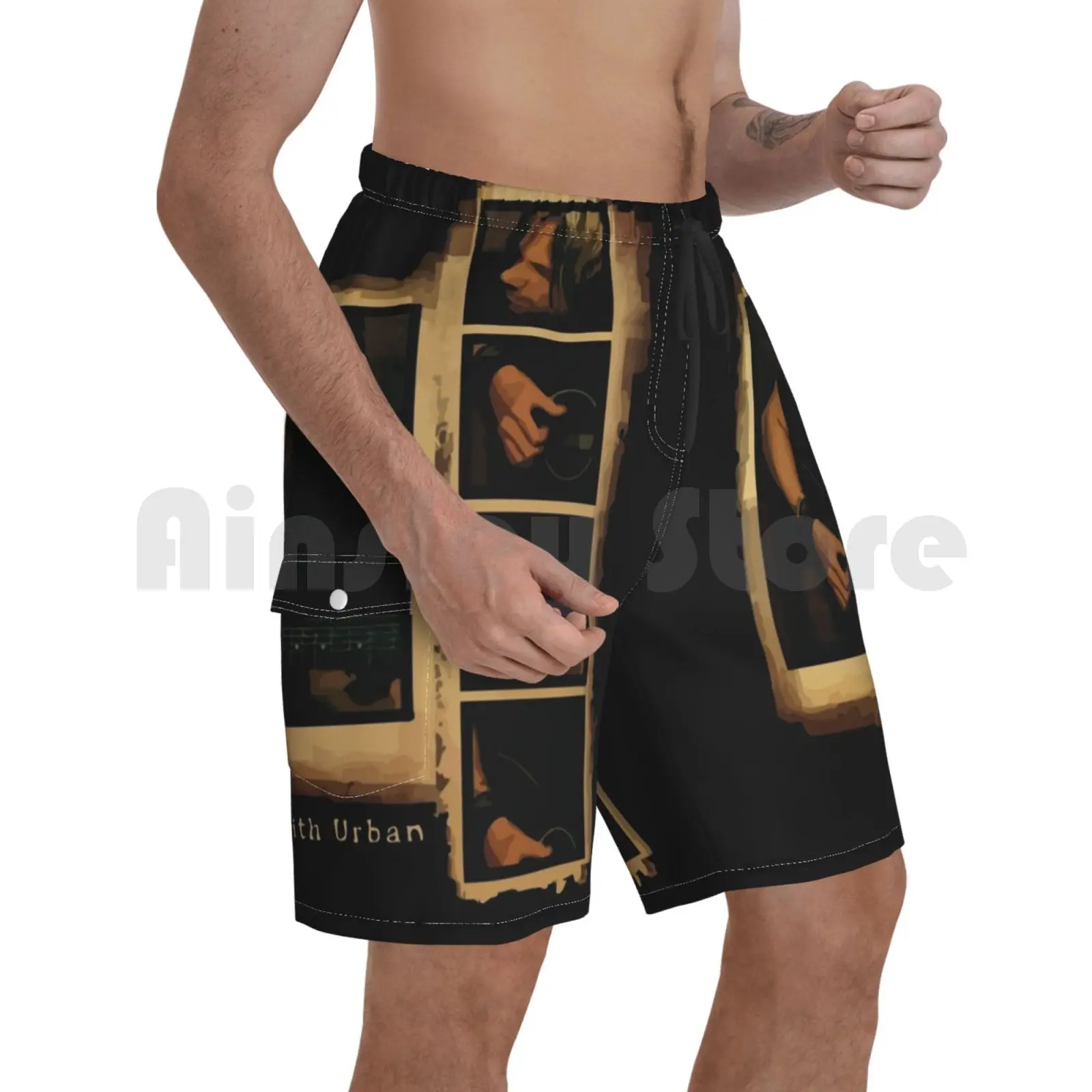 

Keith Urban Beach Shorts Men Beach Pants Swimwear Music Life Band Handsome