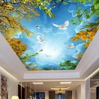 Настенные 3D-обои по фото по индивидуальному заказу, синее небо и белые облака, потолочные фрески Зенит для гостиной, спальни, отеля, природного ландшафта