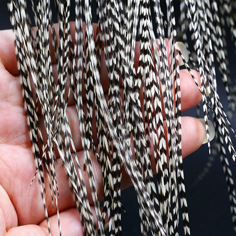 Grade A 20feathers Whiting black&white grizzly fly tying rooster saddle feather 6-9''Long 14#16#18# dry fly tying saddle hackle