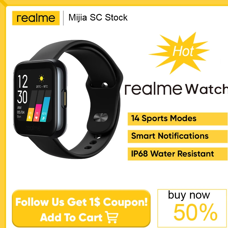 

Смарт-часы Realme с сенсорным экраном 1,4 дюйма, пульсометром и оксиметром