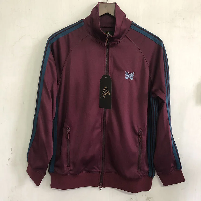 

2021ss AWGE Needles Jacket Men Women AWGE Jackets Hip-hop Striped Butterfly Embroidery Needles AWGE Coat