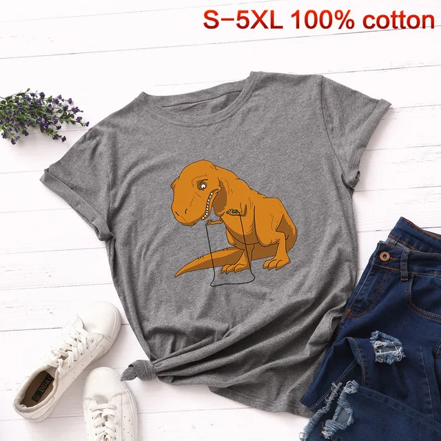 100% хлопок размера плюс Топ S 5XL женские футболки Графические летние топы с принтом