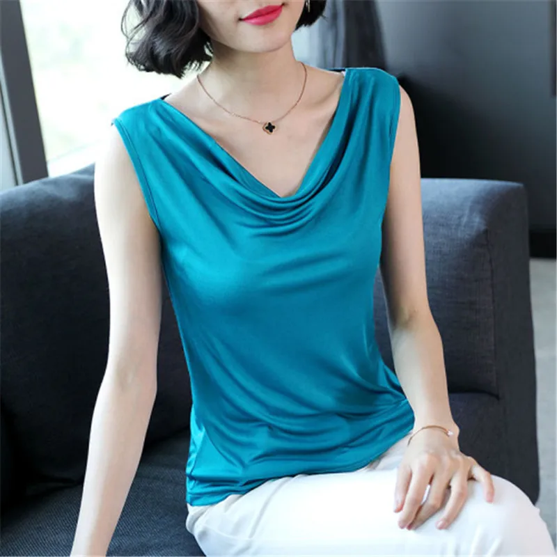 Silk Blouse Women Elegant Woman Stain Blouses Summer Solid Plus Size Tops Office Lady Shirt |