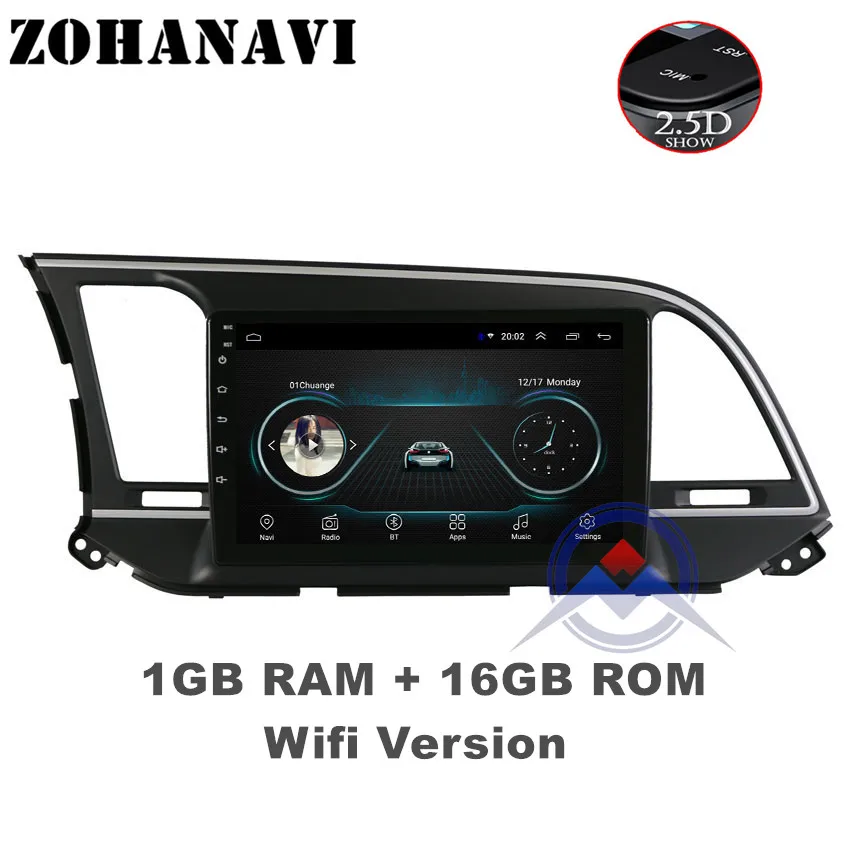 Radio 1G 16G ZOHANAVI 2.5D Android 9,0 автомобильный dvd gps плеер для HYUNDAI ELANTRA gps навигация автомобиля стерео аудио видео плеер - Цвет: Radio 1G 16G