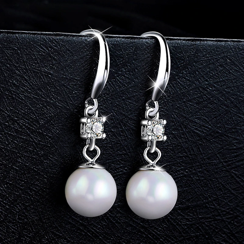 

Top grade s925 large pearl grace earrings ear wires stud tack fashion jewelry eardrop earring ear clip fashion acessories gifts