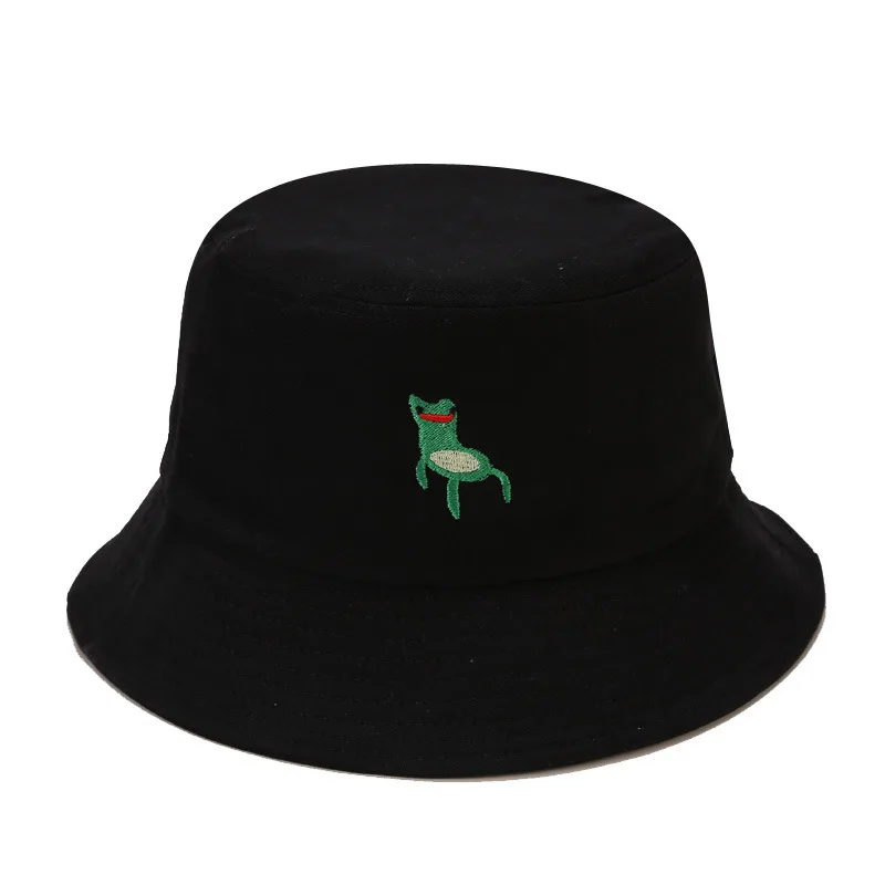

New Men and Women Bucket Hats Creative Cute Frog Pattern Cap COTTON Embroidery Fishing Hats Street Casual Sunshade Panama Hat