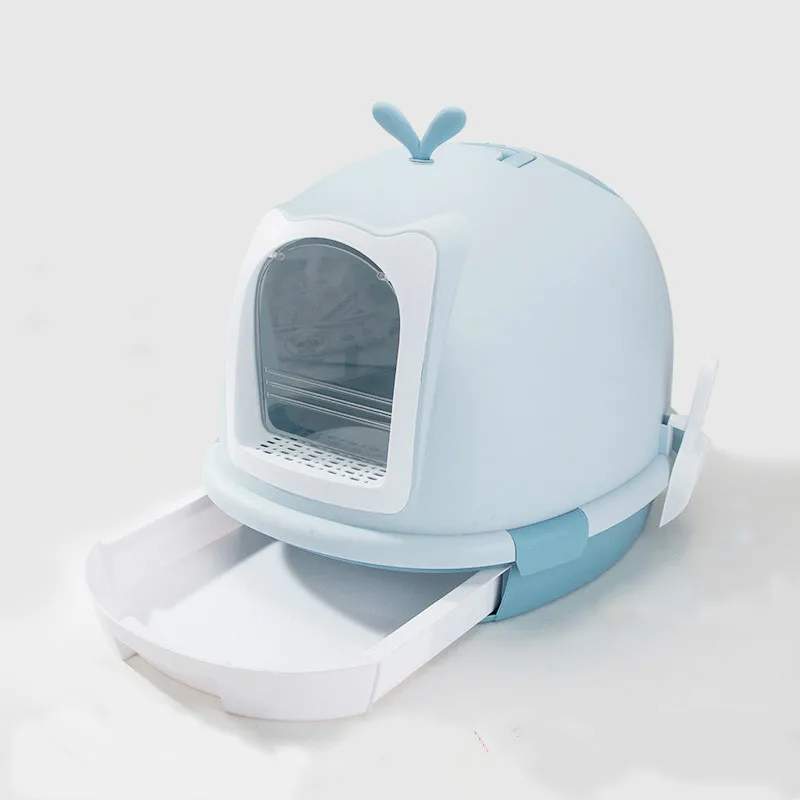 Пластиковый унитаз для кошек полностью закрытый ящик очень большой антибликовый