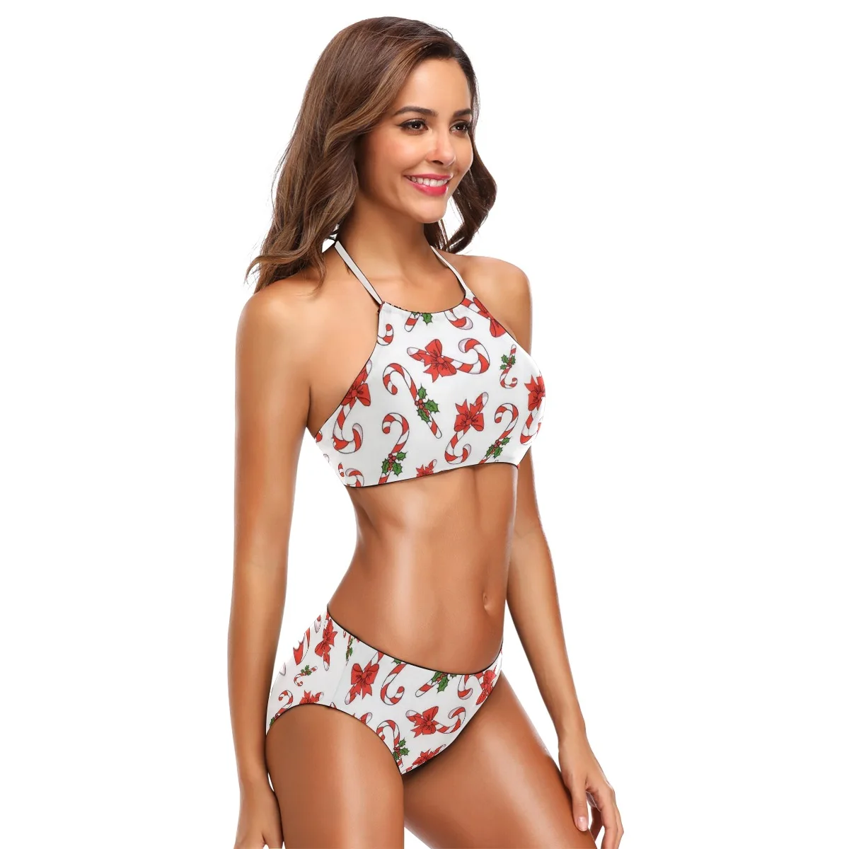 

Luren Bikini 2021 Wireless Comfortable Christmas Style Sexy Split Swimsuit 2 Piece Set Bathing Suit Women