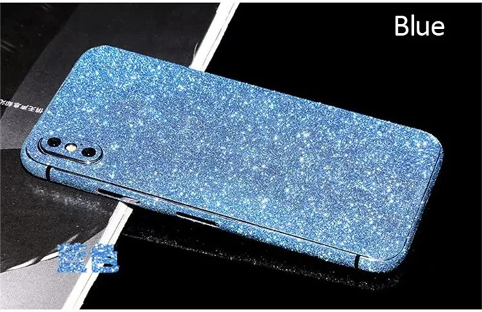 Blue Блестящая наклейка для телефона iPhone 11 Pro XS Max, Защитная пленка для всего тела, наклейка для iPhone X XR 8 7 6 Plus 5S - Цвет: Blue