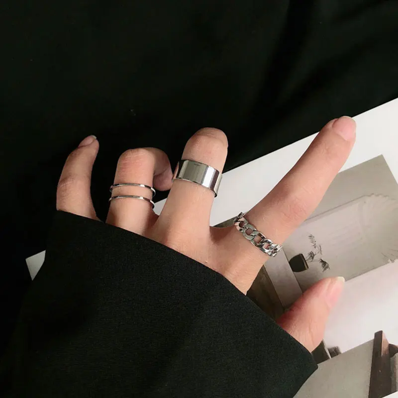 Женское кольцо в стиле хип хоп широкое металлическое с геометрическим узором