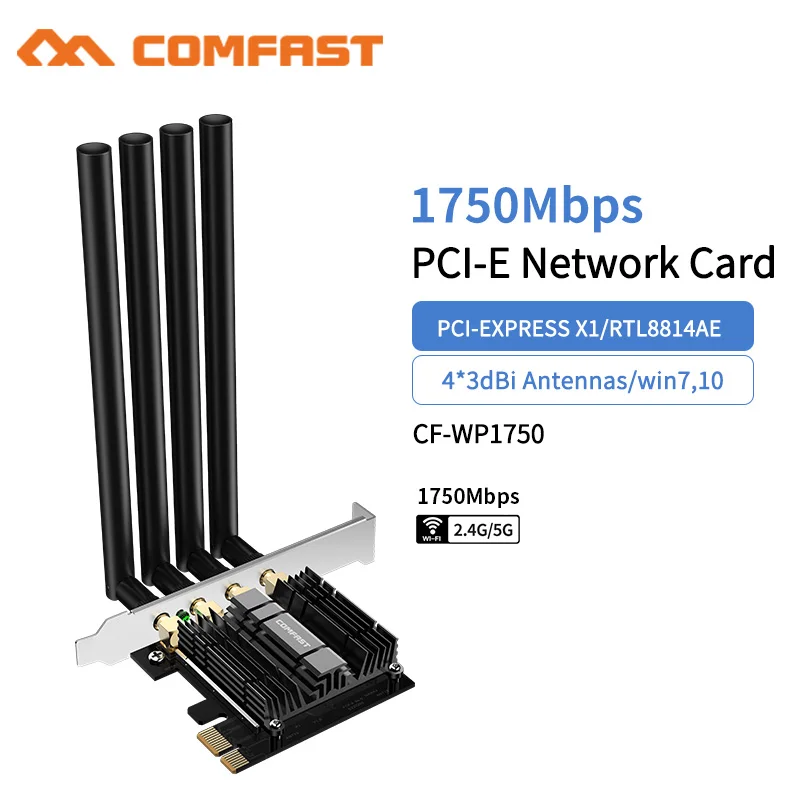 

Высокоскоростной 1750 Мбит/с PCIe беспроводной адаптер 802.11ac двухдиапазонный 2,4/5 ГГц PCI Express MU-MIMO WiFi карта для Windows 7 10 адаптер