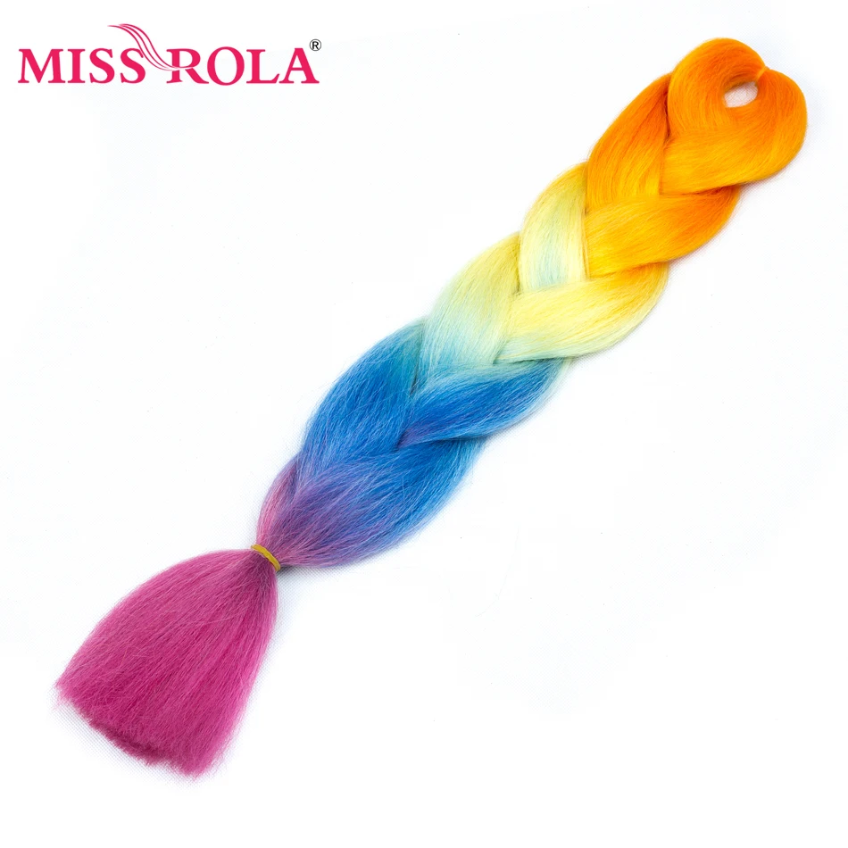 Miss Rola, большие синтетические косы, волосы, 100 г, 24 дюйма, высокотемпературное волокно, Джамбо, волосы для наращивания, Омбре, вязанные крючком, косички