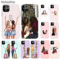 silicone case coque for apple iphone 12 mini 13 11 pro max x xs max xr se 2020 7 8 6 6s plus cover fundas girls bff best friends