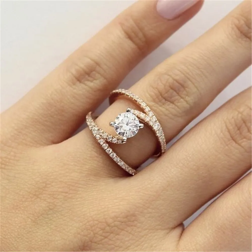 

Fashion Crystal Rhinestones Rings for Women Jewelry Accessories Engagement Wedding Band Girl Gift Elegant Women Rings
