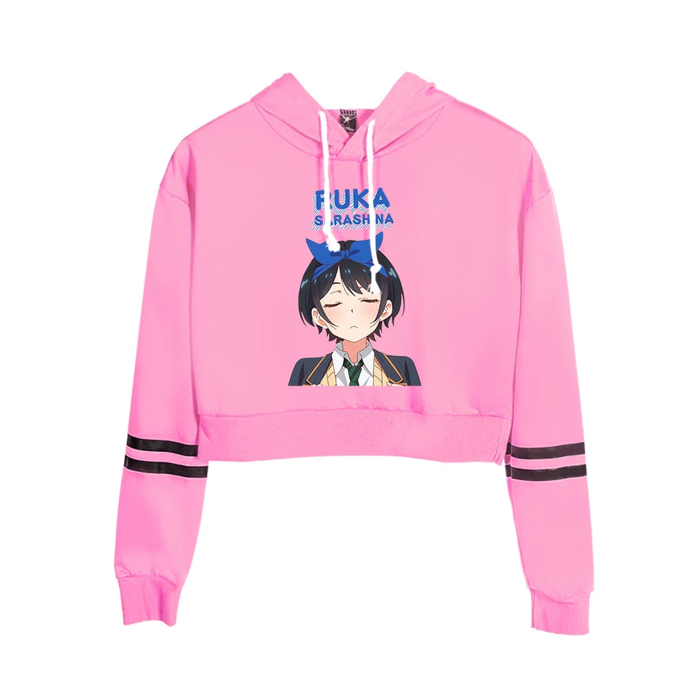 

Rentalgirlfriend Printed Long Sleeve Cropped Hoodies Women Hooded Pullover Crop Top Hot Sale Casual Streetwear Clothes