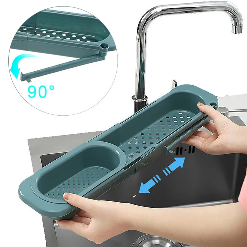 

Creative Telescopic Filter Drain Rack Storage Rack Sink Rag Rack Adjustable Sink Drain Rack Kitchen Organizer and Storage Tools
