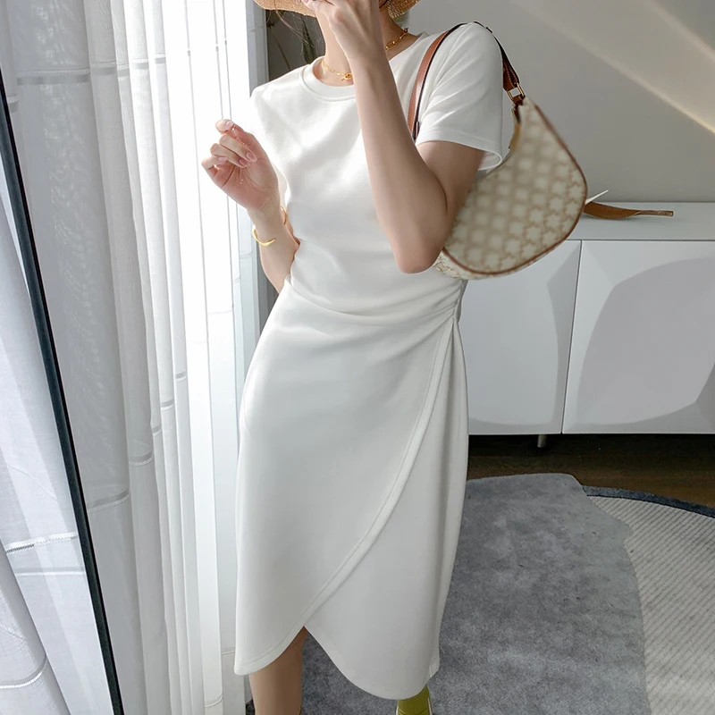

Summer Bodycon Dress For Women Knee-Length Ruffle Party Night Club Elegant Draped Satin Corset Dress