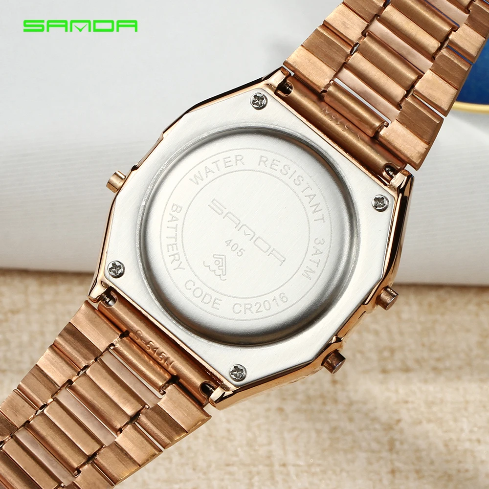 SANDA часы мужские цифровой светодиодный сплав водонепроницаемые модные