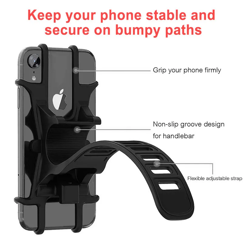 thicken bike phone holder siliconeadjustable pull button anti shock phone holder mount holder phone band bike gps clip universal free global shipping