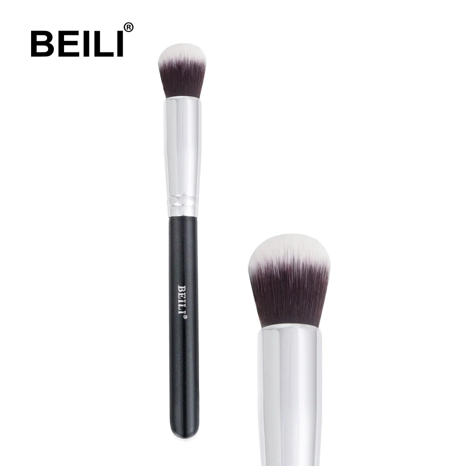 Black 110-Foundation BEILI основа для макияжа, плоский контур, крем, пудра, румяна, форма лица, одиночные синтетические волосы, черные кисти для макияжа - Handle Color: Black 110-Foundation