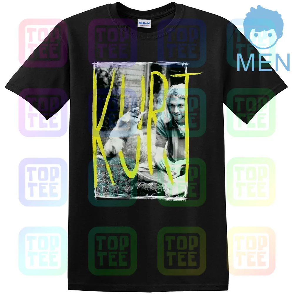 MEN-BLACK Kurt Cobain& Kitten Cat 90s Icon Nirvana черная футболка Новинка! Панк гранж(3D5 - Цвет: MEN-BLACK