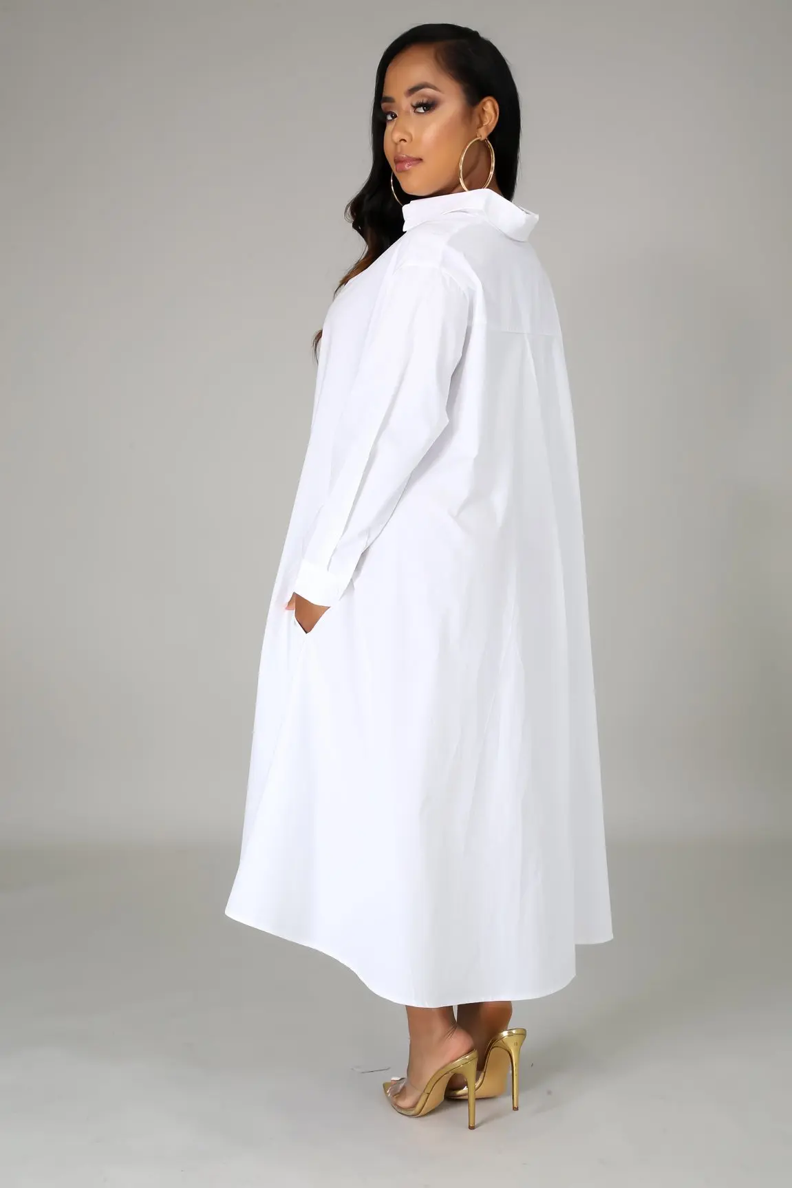 

Summer Fashion Trend Women's Solid Color Shirt Large Size Lapel Loose Irregular Casual Shirt With