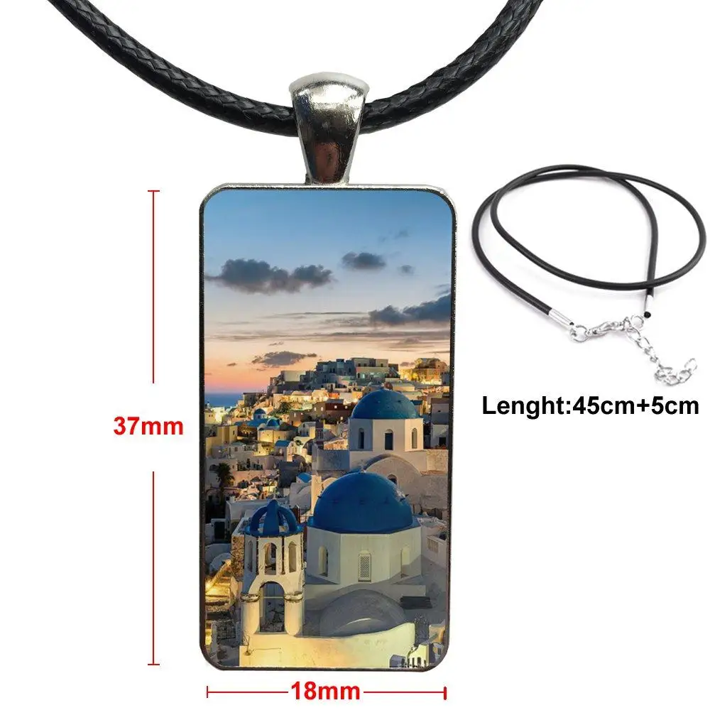 

Beautiful Oia Santorini Sea Greece Fashion Necklace Handmade Rectangle Shape Choker Necklace Jewelry Multi Designs For Unisex