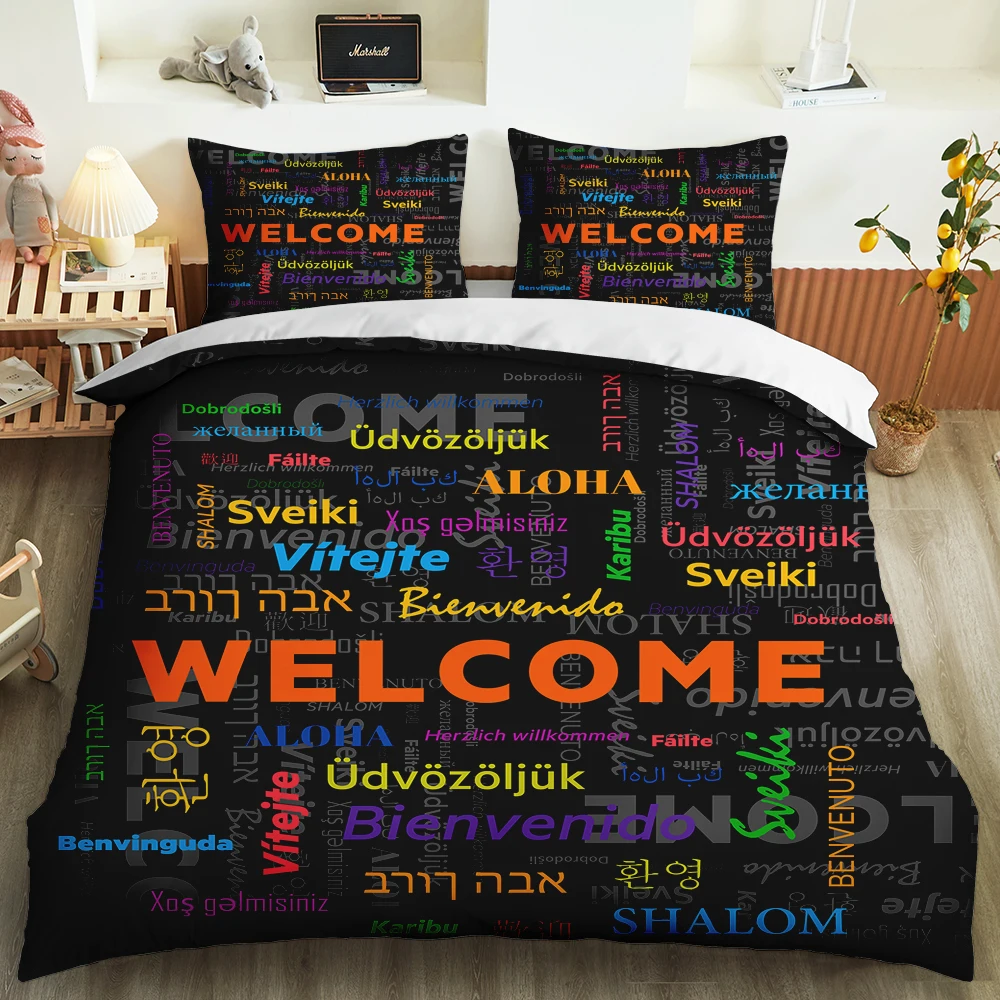 

Morden Fashion Colorful Letter Cartoon Pattern bedding set Duvet Cover Cpattern Simplicity Bed Set quilt cover pillowcase 2/3pcs