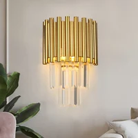 Gold Crystal Wall-mounted Lamp Unique Design LED Sconce Metal Wall Lamps for Corridor Hallway Living Room Daily Lighting Decor