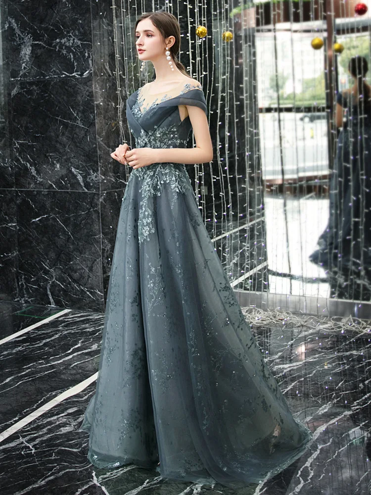 

Long Princess Floral Prom Dress Back Banding A Line Sweetheart Women Party Gown Graduation Evening Dress