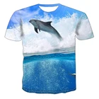 Дельфина футболка с рисунком Рыбалка Повседневная мужская футболка 3D топы с принтом Летняя мужская футболка с О-образным вырезом футболка размера плюс, уличная одежда