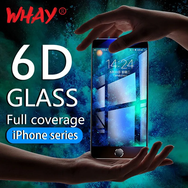 Закаленное стекло 6D для iPhone 11 Pro X XS XR Защитное экрана 6 6s 7 8 Plus Max пленка|Защитные